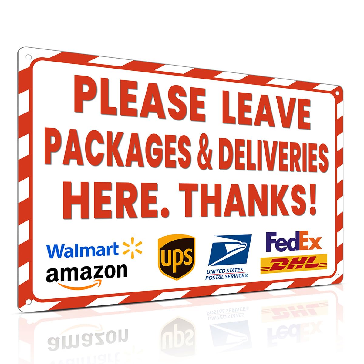 ALKB 8"x12" Rust-Free Aluminum Package Delivery Sign for Outside Use - Do Not Leave Packages & Deliveries Here Thanks - Delivery Instructions Yard Sign Easy to Mount No Fading Outdoor Use