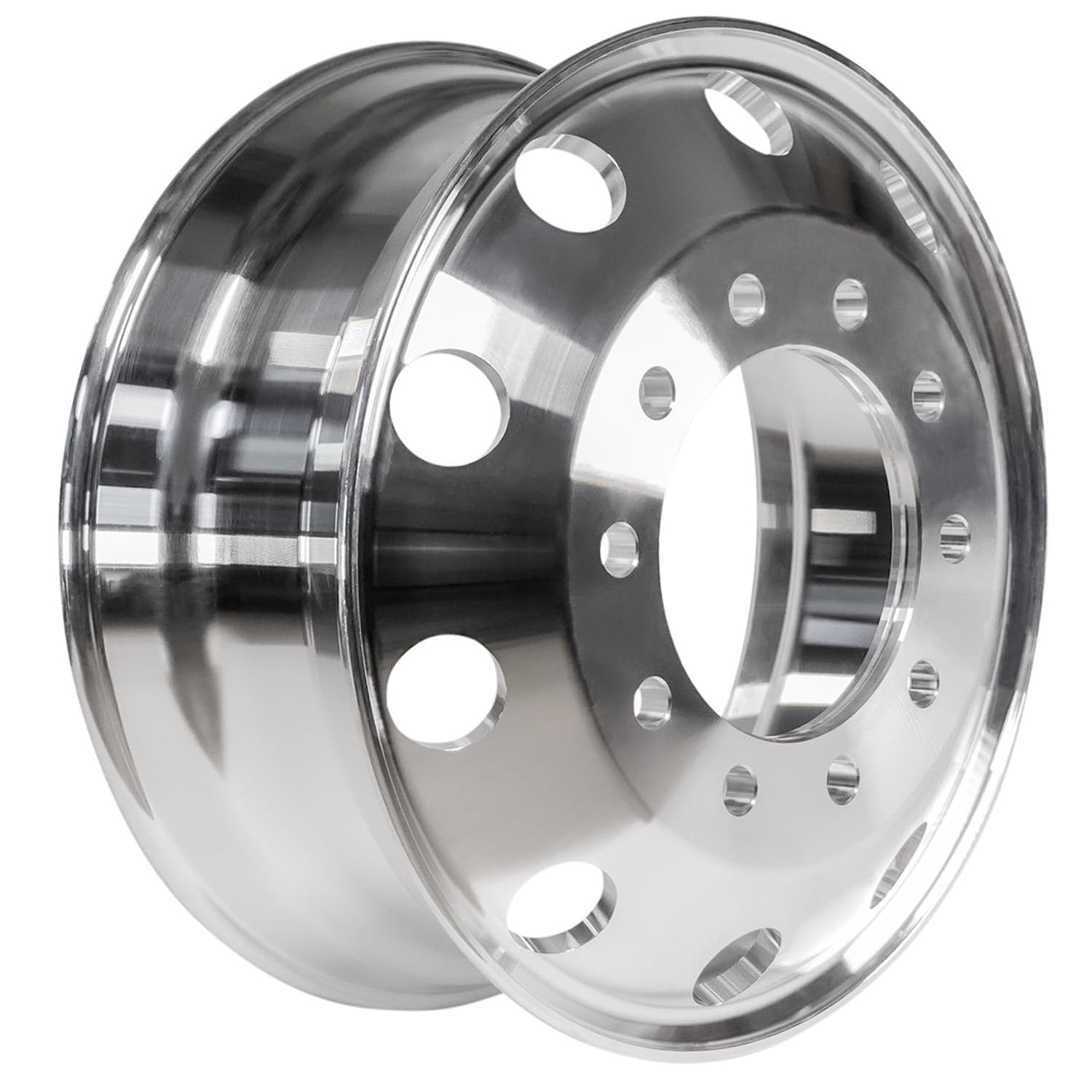 22.5 x 8.25 Forged Aluminum Semi Truck Wheel - 10 Lug Hub Pilot Machined Bright Finish, Heavy Duty Rim for Commercial Trucks, Buses, and Trailers - 1 Pc