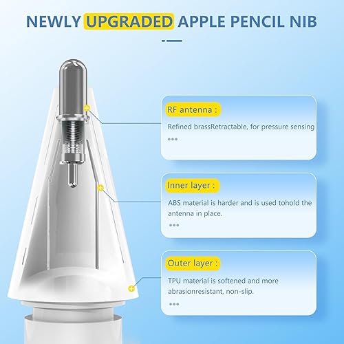 Miniatura 10 de Paquete de 4 puntas de repuesto para lápiz Apple Pencil de 1Apple Pencil de 2 generación mejoradas de puntas de metal para un control preciso y no