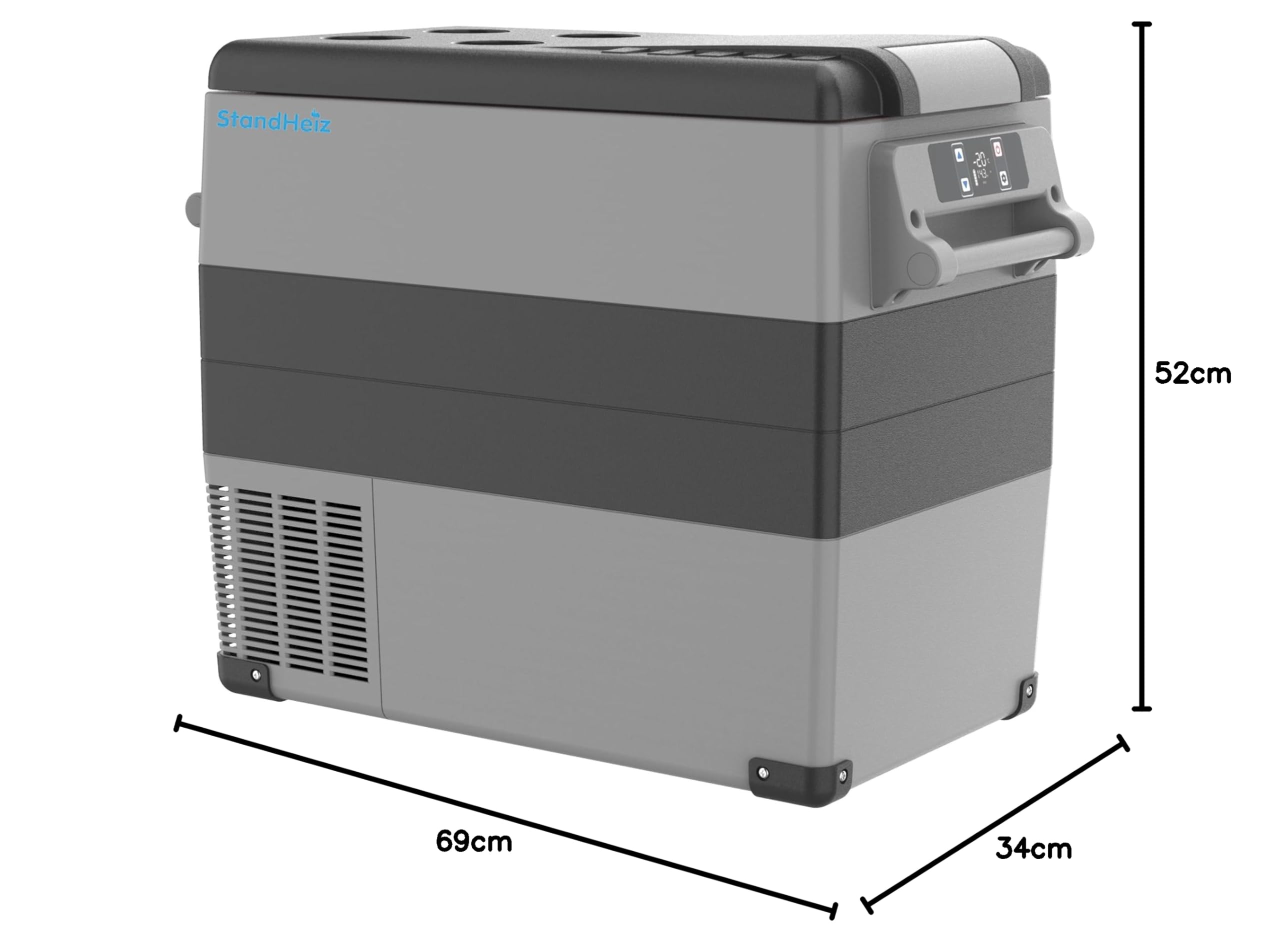 Kompressorkühlschrank für Auto, tragbare Kompressor-Kühlbox, 55 L, Minikühlschrank Wohnwagen Camping LKW, -20℃, 12/24V DC 230V AC