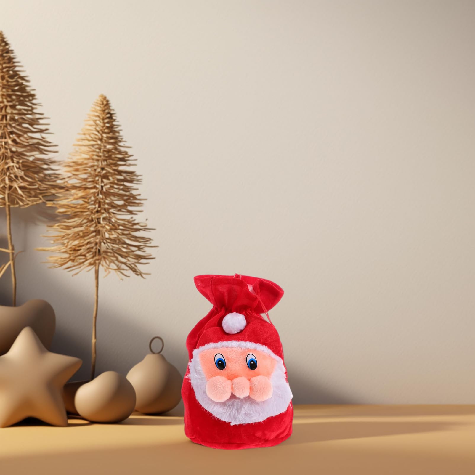 NOLITOY Bolsa de Obsequio de Papá Noel Cordón de Peluche para Dulces Navideños Bolsa para Obsequio para Fiesta de Navidad