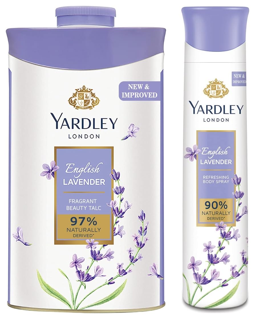 Yardley English Lavender Body Spray, 150ml & English Lavender Perfumed Talc for Women, 250g