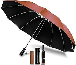 (Sturdy 12 Ribs, Reverse Folding Type) Folding Umbrella, One-touch Automatic Opening/Closing, Men's Umbrella, 42.5 inches (108 cm), Super Large Size, Teflon Treatment, Super Water Repellent, UV