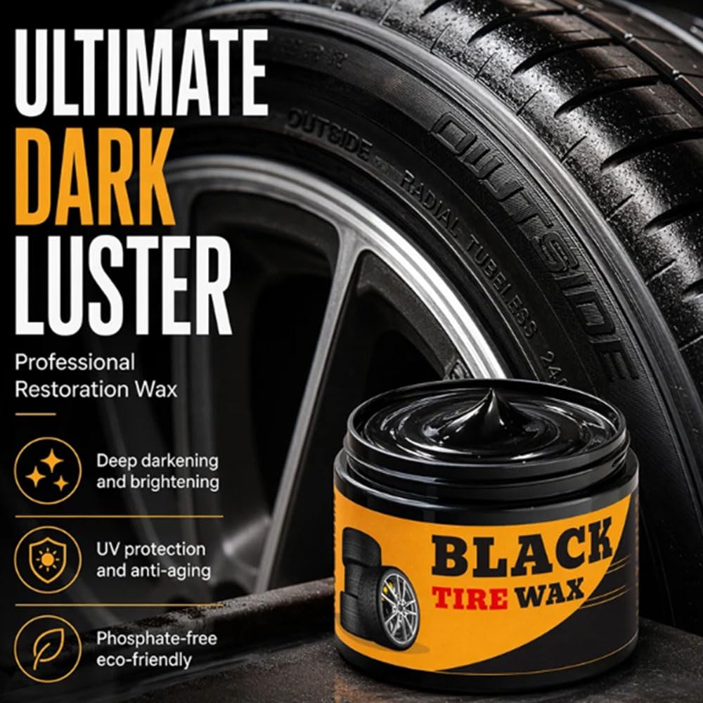 Shine-Reviving Tire Wax - Restore that Deep Black, Car Tire & Plastic Trim Renewal Paste, Tires Coating Paste, Prevents Cracking & Easy Application for Cars Trucks Motorcycles (3set)