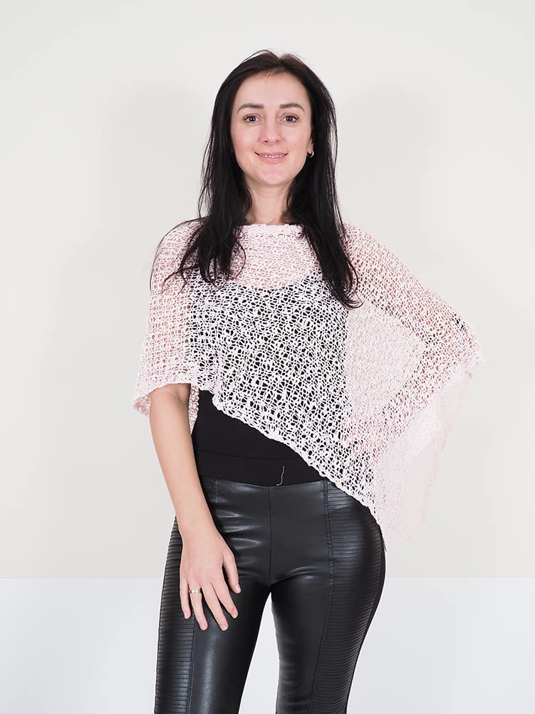 Mimosa Femme Poncho Extensible Resille Crochet Popcorn Aile Chauve-Souris