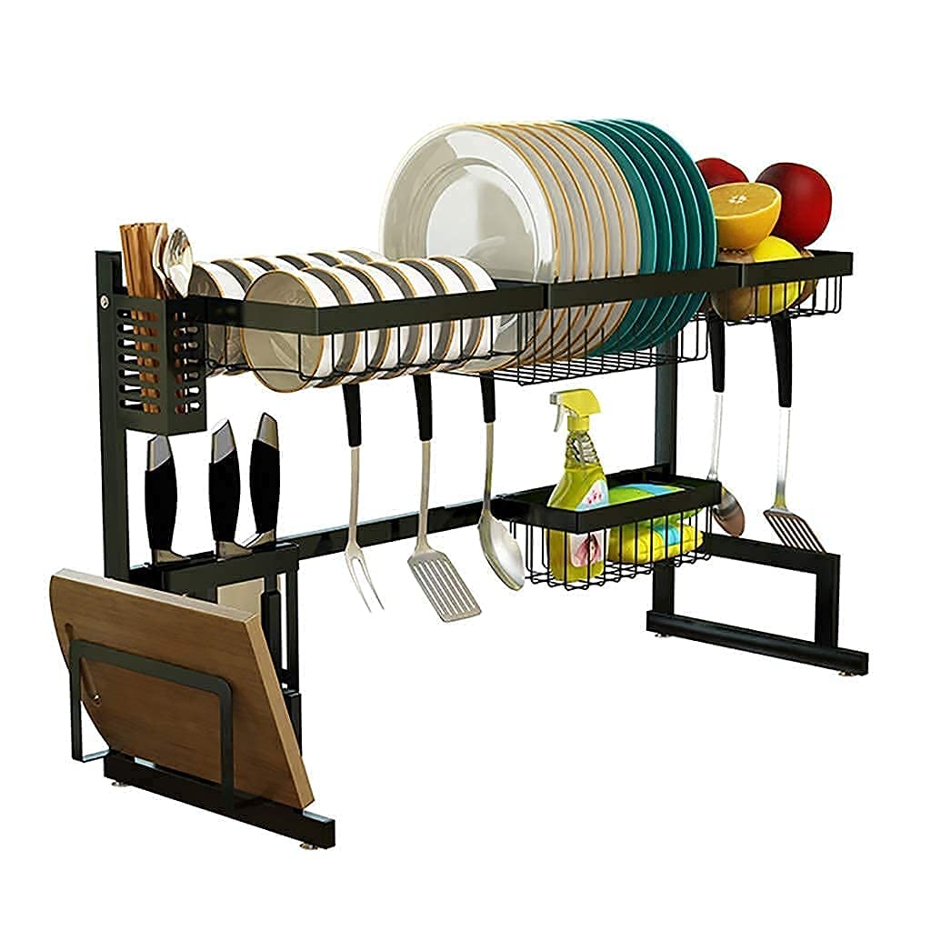 YUOdtuDX draining rack, Dish Rack Over The Sink Drying Black 201 Stainless Steel Kitchen Drain Tableware Drainer Organizer mesa