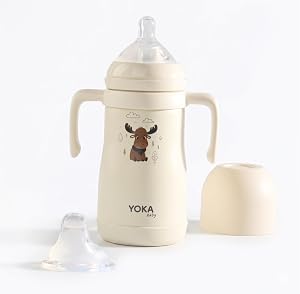 Stainless Steel Baby Bottle (Pure Classic), 270ml 1-Pack, Insulated with Fast-Flow nipple and Duckbill Spout