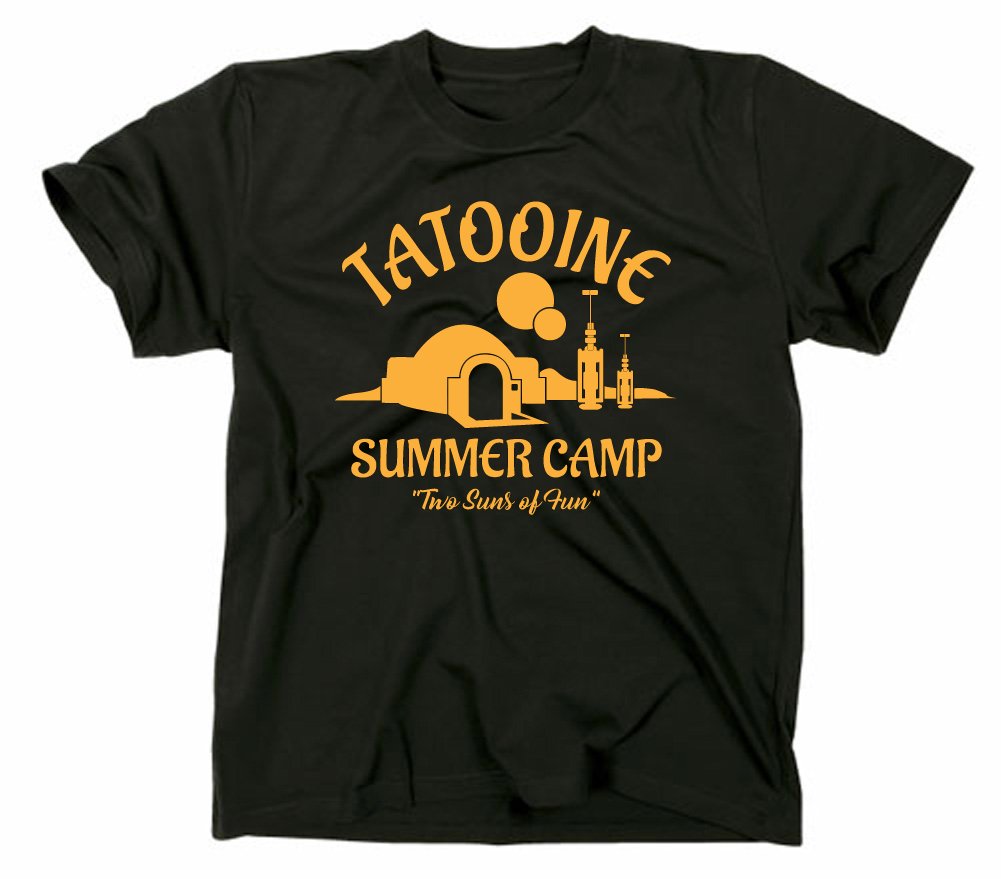 Styletex23 Men's Black Tatooine Summer Camp T-Shirt, M,