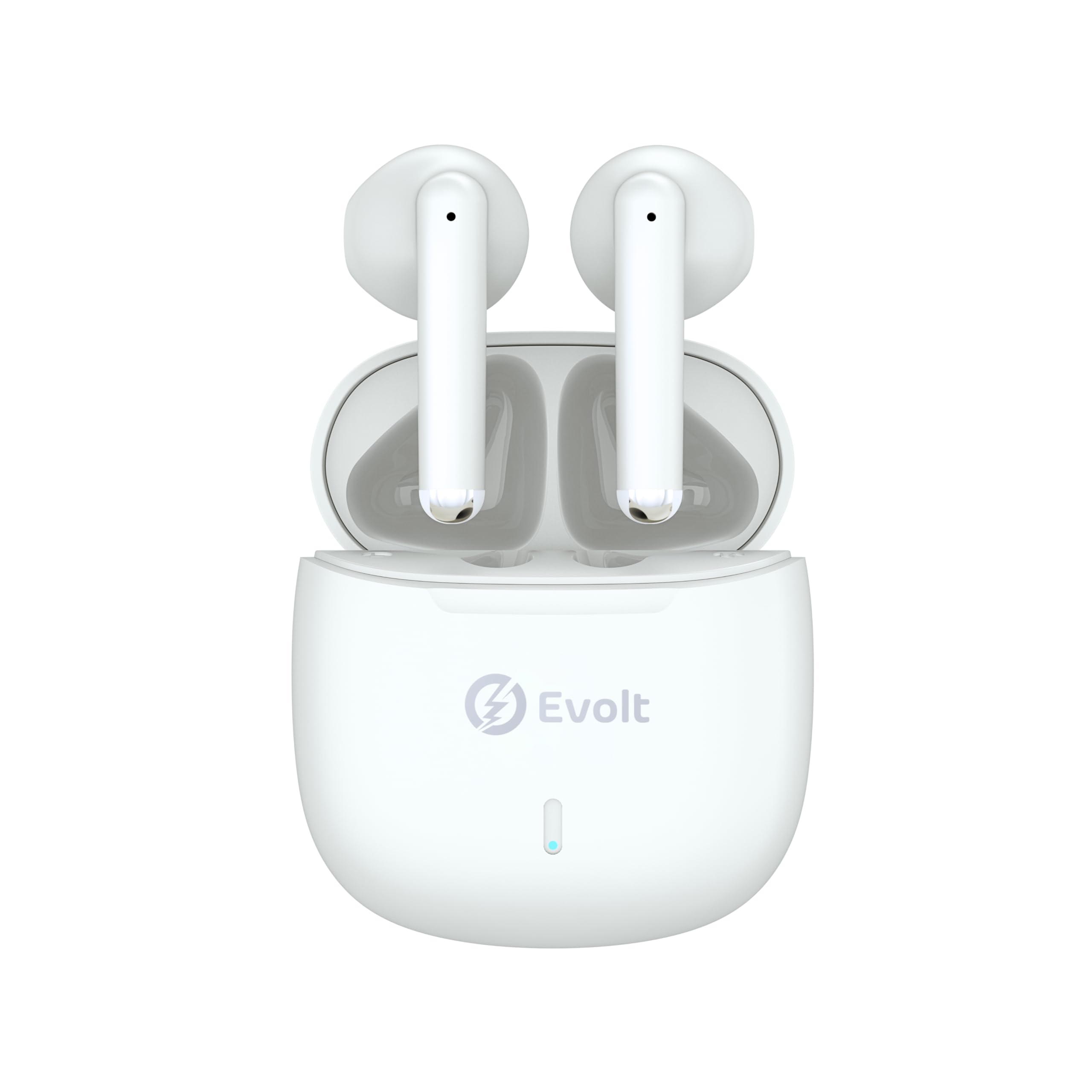 Evolt Gadgets Simplified True Wireless Earbuds BT v5.3 Playtime Upto 6 hrs with earbuds & 18 hrs total with the case & Smart touch control (White)