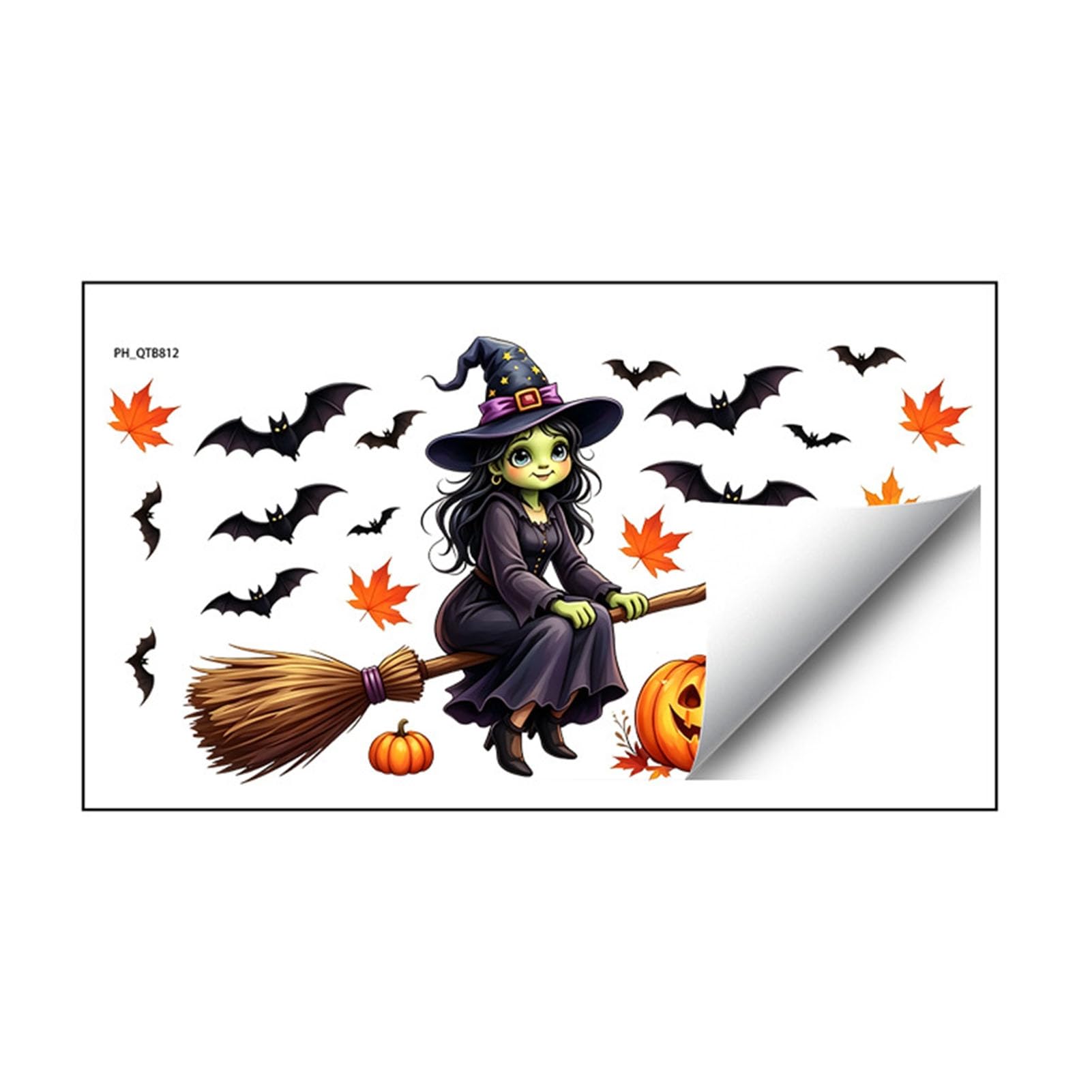 Cute Halloween Wall Decals, Black Cat Witch Bat Pumpkin Stickers