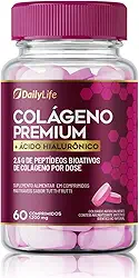 Colageno Premium Hidrolisado Collagen + Acido Hialuronico 100mg Proteina Pele Cabelo Unha 60 Comprimidos Mastigaveis Sabor Tutti Frutti - Daily Life