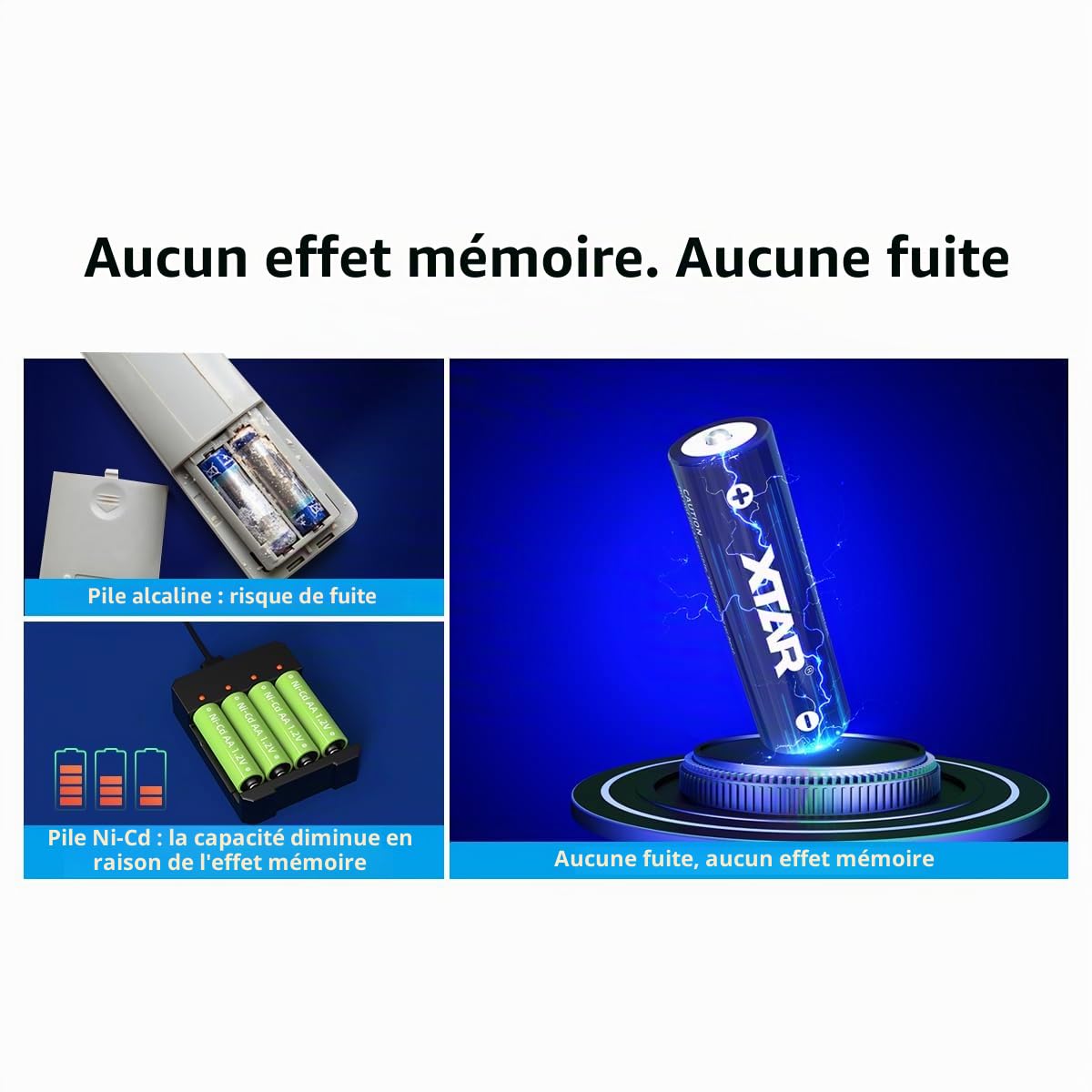 Piles AA AA rechargeables 1,5 V XTAR 4150 mWh 1,5 V AA (8 pack-4150 mWh AA)