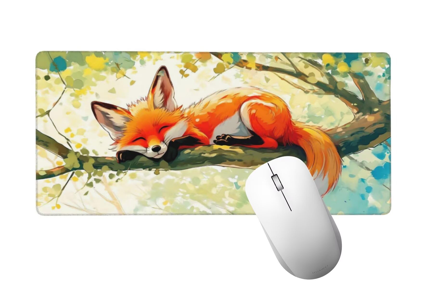 Tapis de Souris Animal Tapis de Souris XXL 1400 x 600 mm, Grand sous Main Bureau Gaming avec Bords Surpiqués et Dos Antidérapant, Renard Mouse Pad Gamer pour Clavier et Souris, Cadeaux Hommes H-359