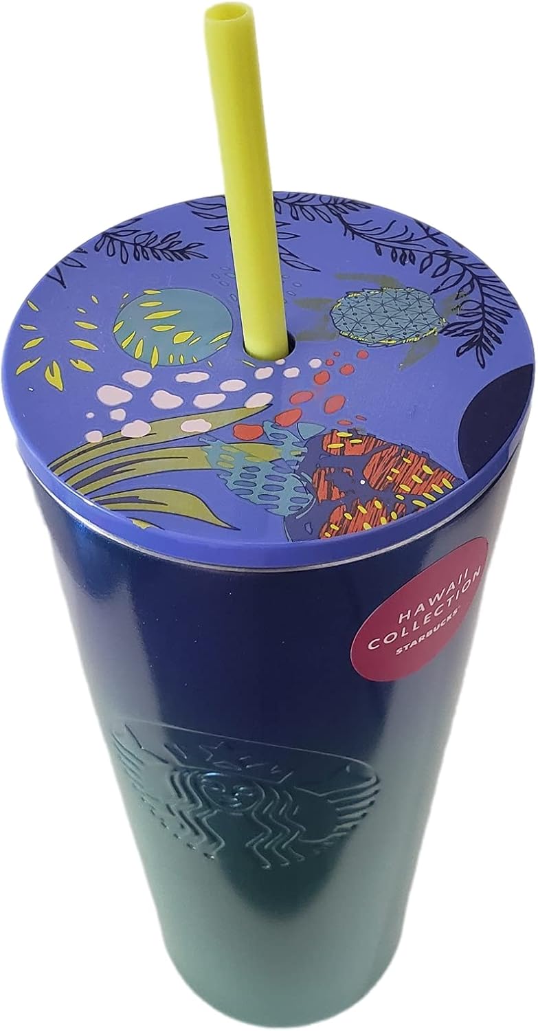 Starbucks Hawaii Collection 24oz Stainless Steel Blue Ombre Tropical Cold Cup