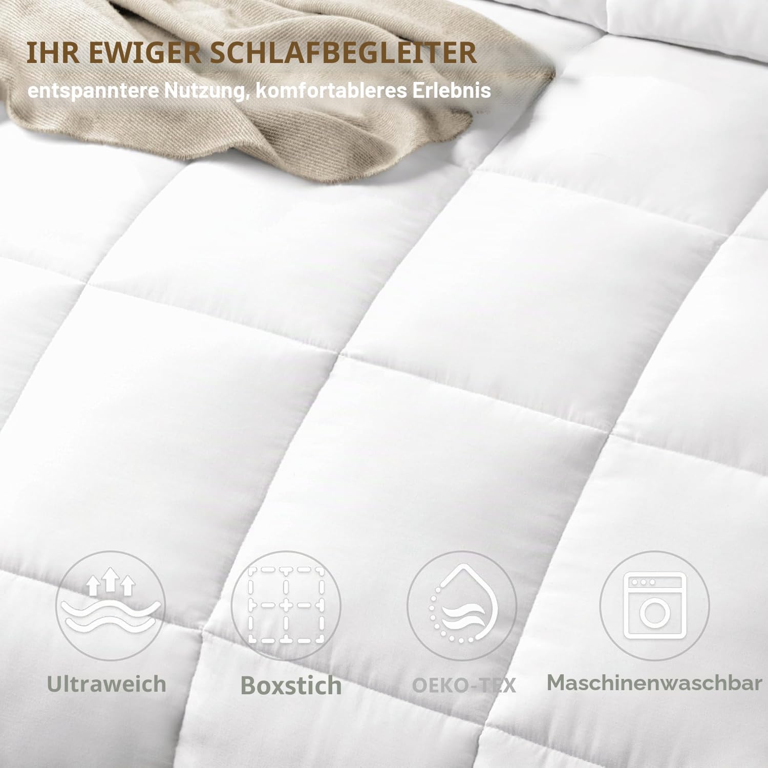 ACCURATEX 250GSM Bettdecke mit 100% Baumwollbezug, Ganzjahresdecke 240×220 | Daunenalternative Füllung, leichte & atmungsaktive Sommerdecke, 8 Eckbänder, maschinenwaschbar