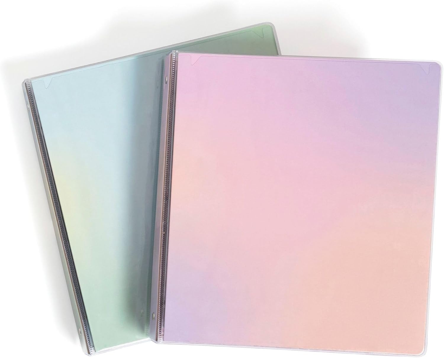 U Brands 2 Pack 1 Inch Clearview Binders, Pastel Drift, O-Ring, 2 Interior Pockets, Clear View Cover, Holds Letter Size Paper