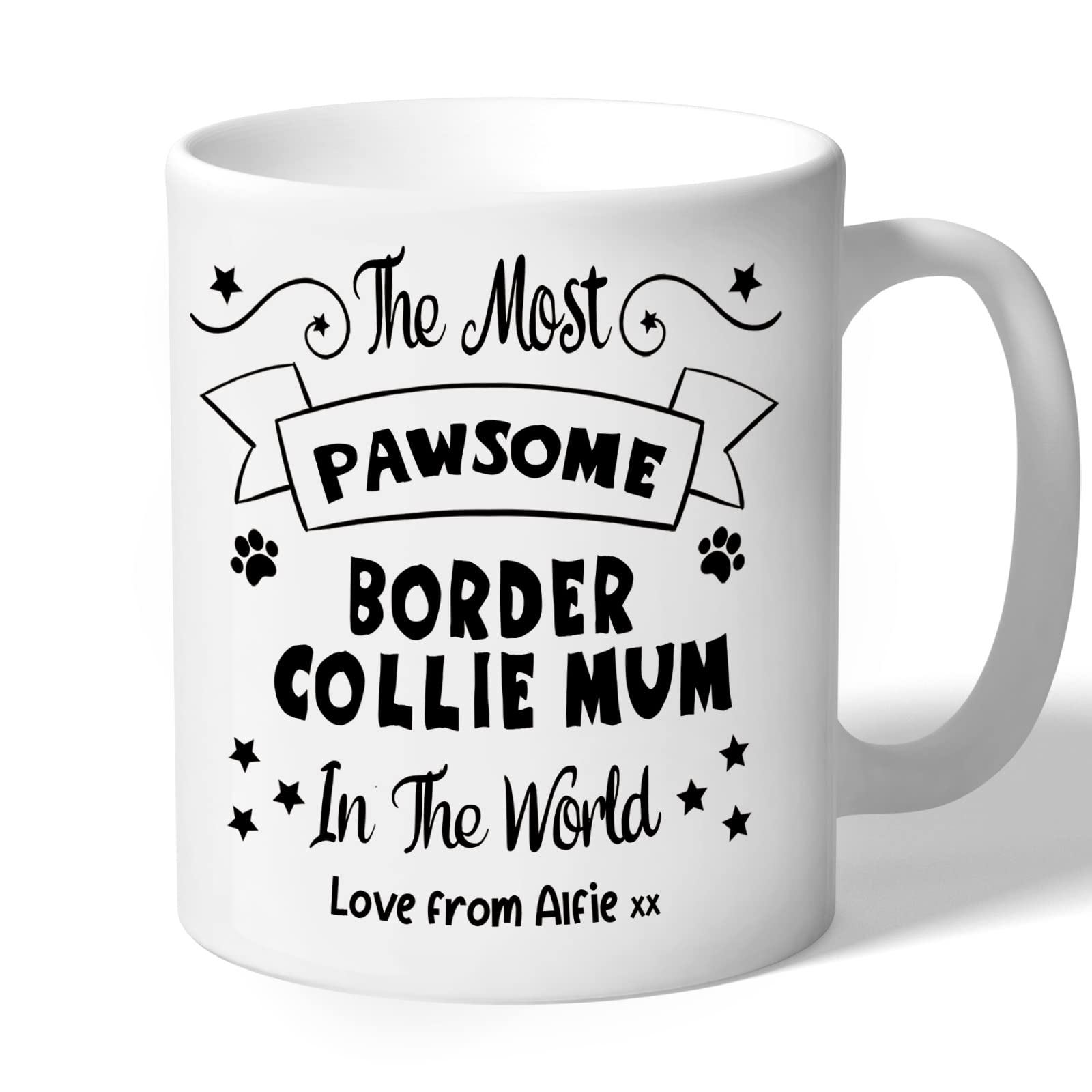 Dog Lovers Collection Border Collie Mum Mug Personalised- Pawsome - Border Collie Gifts (Black Print)