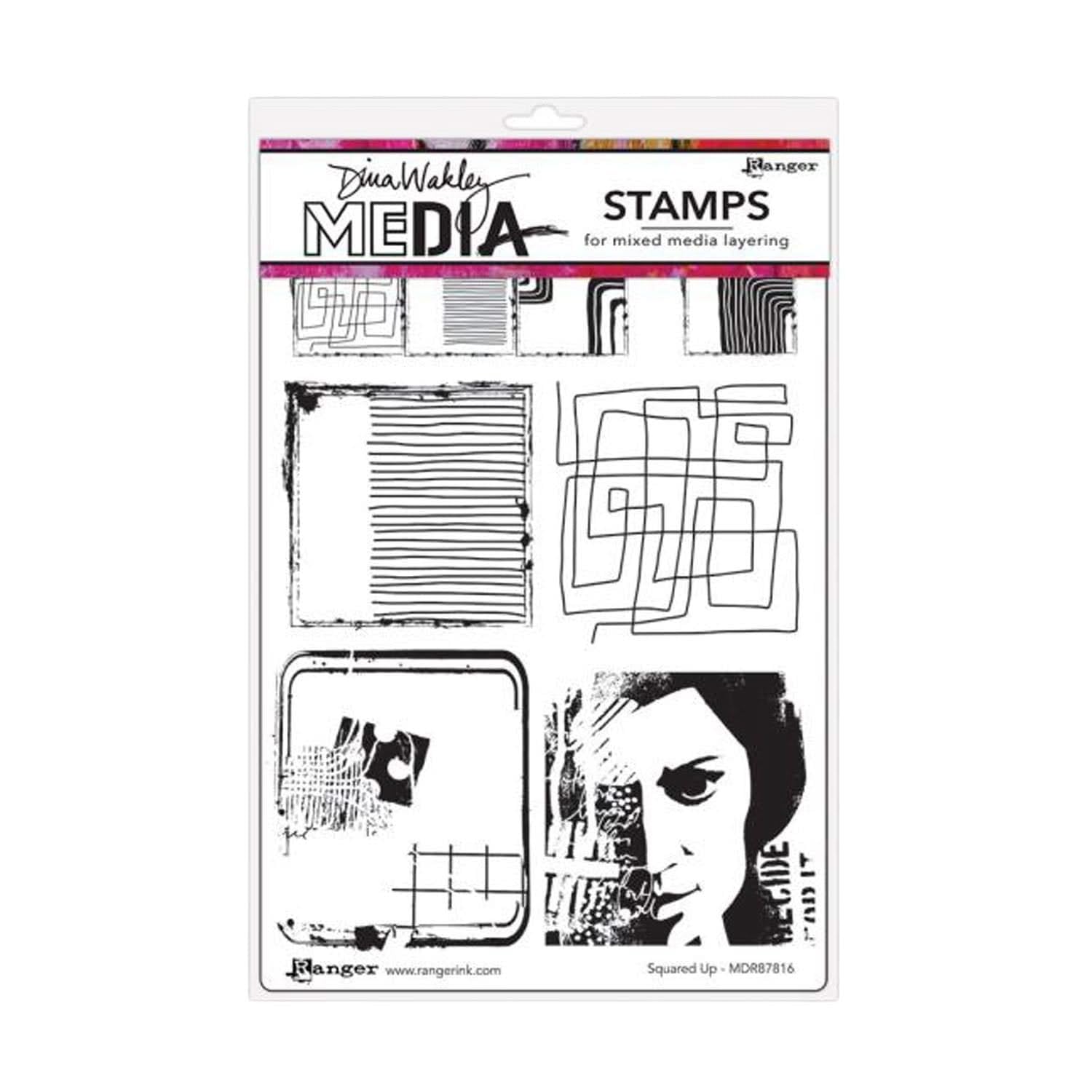 Dina Wakley Media Cling Stamps 6""x9"" - Squared Up MDR87816