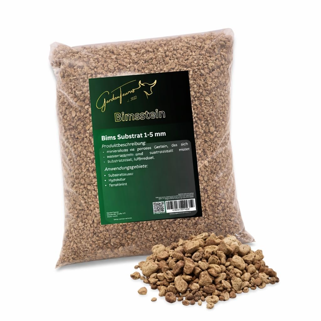 5 Liter Bims Substrat 1-5mm ideal für die Beimischung von Topfpflanzen-Substraten, Kakteenerde, Sukkulentenerde