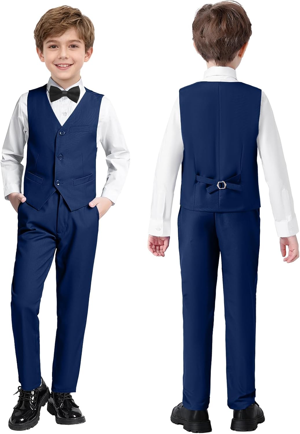 Boys 4-Pieces Suits Slim Fit Kids Outfits Vest Dress Pants Sets Formal Suit for Boy - Image 4