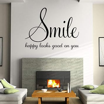 Hyxln Familie Worte Lacheln Zitate Wandaufkleber Poster Wohnzimmer Schlafzimmer Wandaufkleber Dekoration Vinyl Wandtattoos Zitate Spruche Amazon De Baumarkt