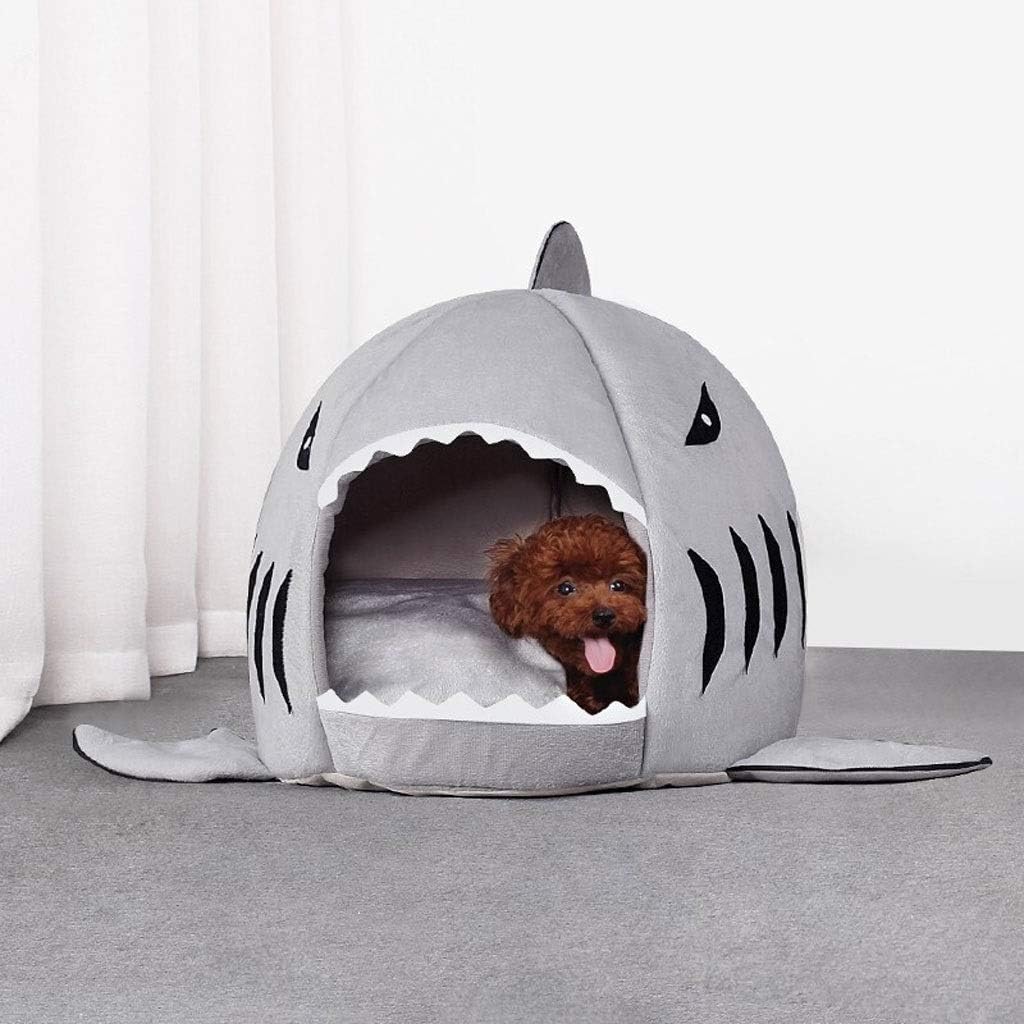 Pet Bed Washable Shark Pet House Cave Bed for Small Medium Dog Cat Puppies with Removable Cushion and Waterproof Bottom Pet Cushion Bed (Medium)