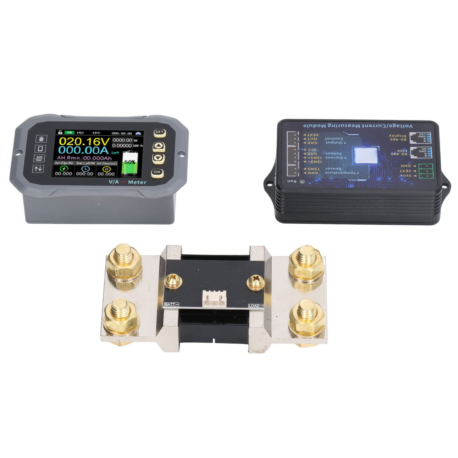 KIMISS Batteriemonitor mit Farb-LCD-Display und APP-Steuerung Zur Spannungs- und Strommessung – 600-A-Kapazitätsüberwachungsmodul mit Shunt