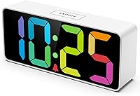 Welgo 7.5" Large Digital Alarm Clock for Seniors & Kids - 0-100% Dimmable Rainbow Display, USB Port, Adjustable Volume, Easy Snooze, Bedroom Must-Have
