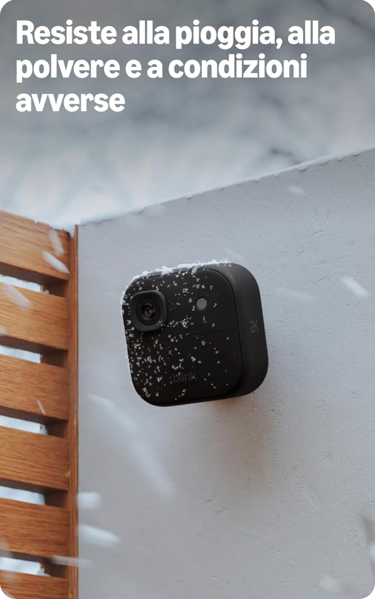 Videocamera esterna 2K+ Blink (ultimo modello) + Videocitofono supplementare Blink — videocamera di sicurezza smart senza fili, risoluzione video 2K, audio ottimizzato. Sistema da 1 videocamera, nero