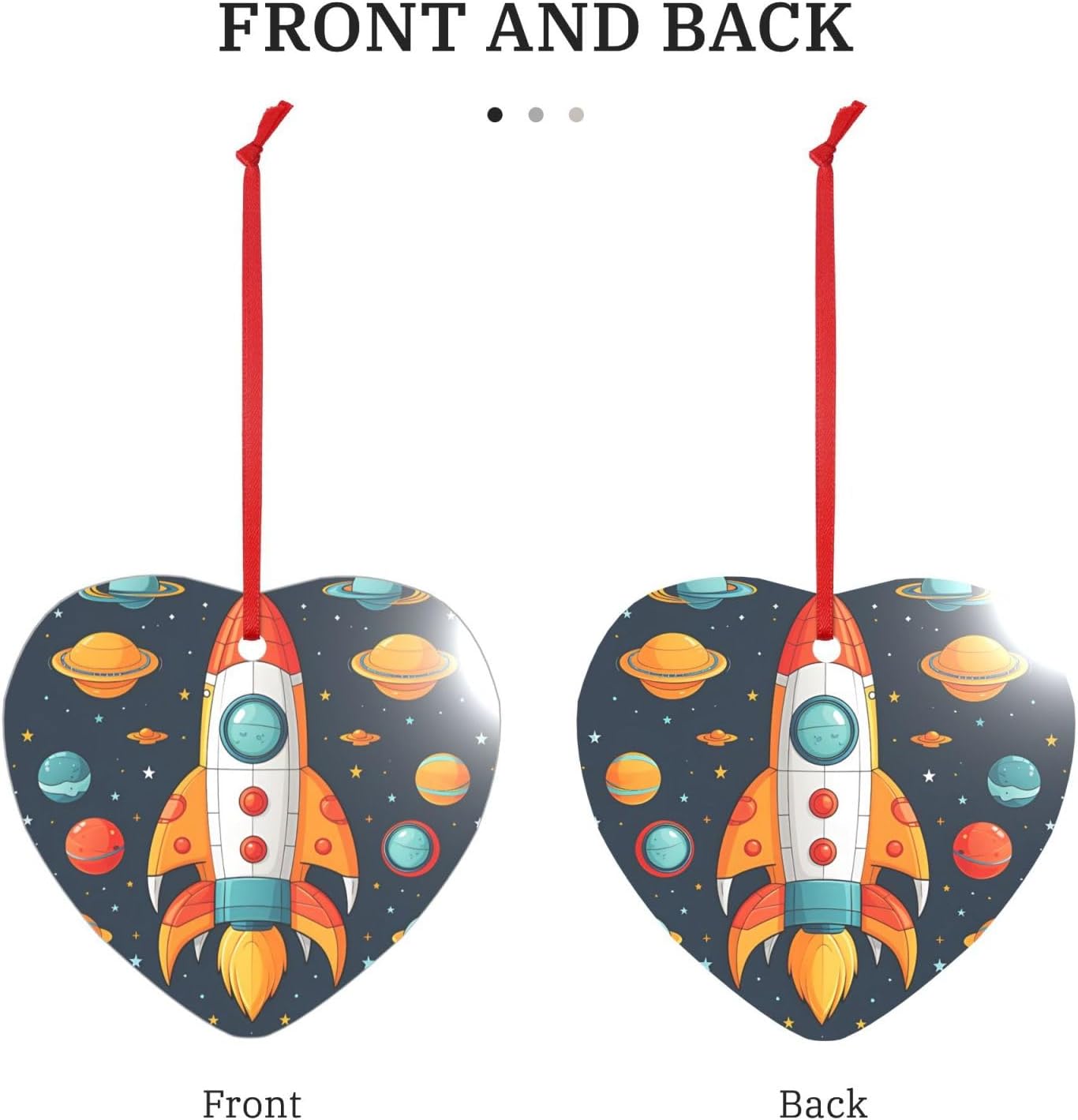 Acrylic Christmas Ornaments for Christmas Tree Decoration Hanging Crystal Rocket Clipart Space Ship Ornament Heart Shape Keepsake Gift Hanging Pendant for Xmas Tree Winter New Year Party Supplies image 3