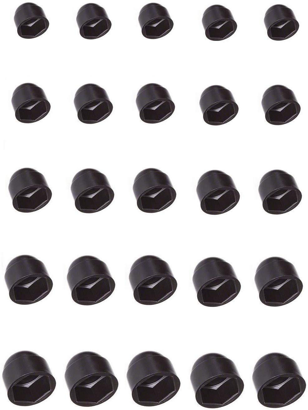 5x HEX NUT COVER CAP M4 TO M30 PROTECTION BOLT ROUND HEXAGON DOME BLACK SCREW HEAD CAR PLASTIC (Diameter M4 / Hex 7mm)