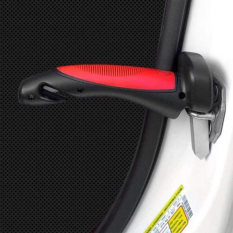 Image of YOURKARTS.COM 5-in-1 Car Support Handle with Window Breaker - Easy Grip Safety Tool for Seniors | Seat Assist Bar for Car Entry & Exit | car Accessories (Red)