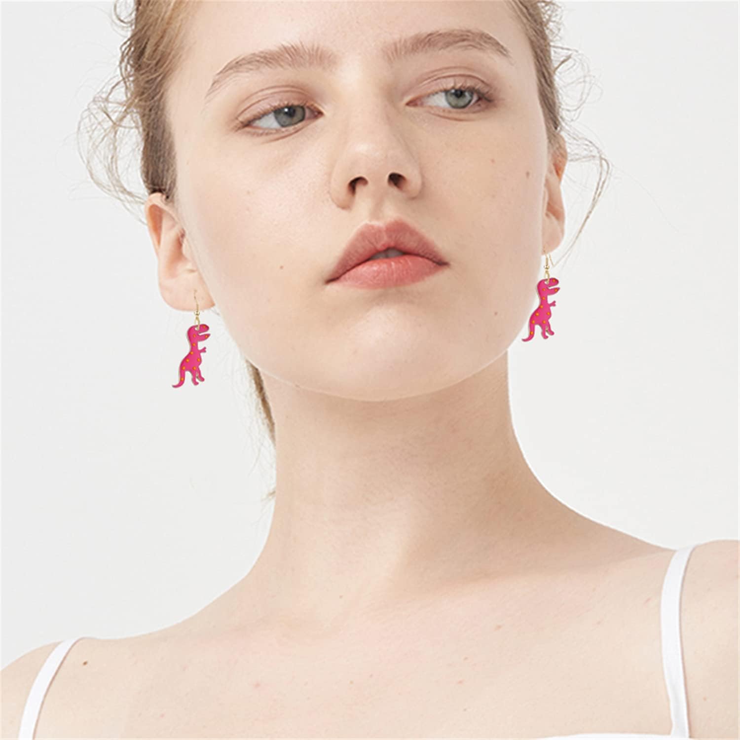 ANDPAI 6 Pairs Unique Handmade Cute Color Enamel Dinosaur Dangle Drop Earrings Lightweight Creative Funny 14k Gold Animals Hook Earrings Sets for Women Statement Jewelry Gifts - Image 8