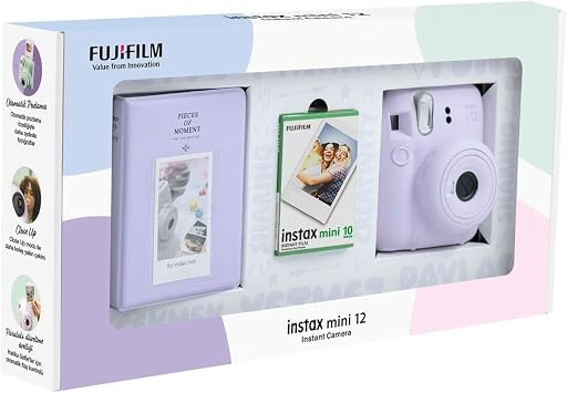 Instax mini 12 Lilac Camera 10's Film and PVC Album Bundle Box