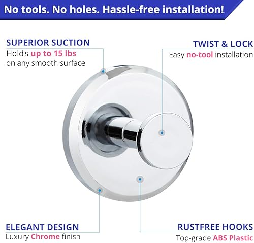 Miniatura 5 de Moderno toalla gancho titular by Home SoTecnología superior aspiradora Succión tazaCHROME