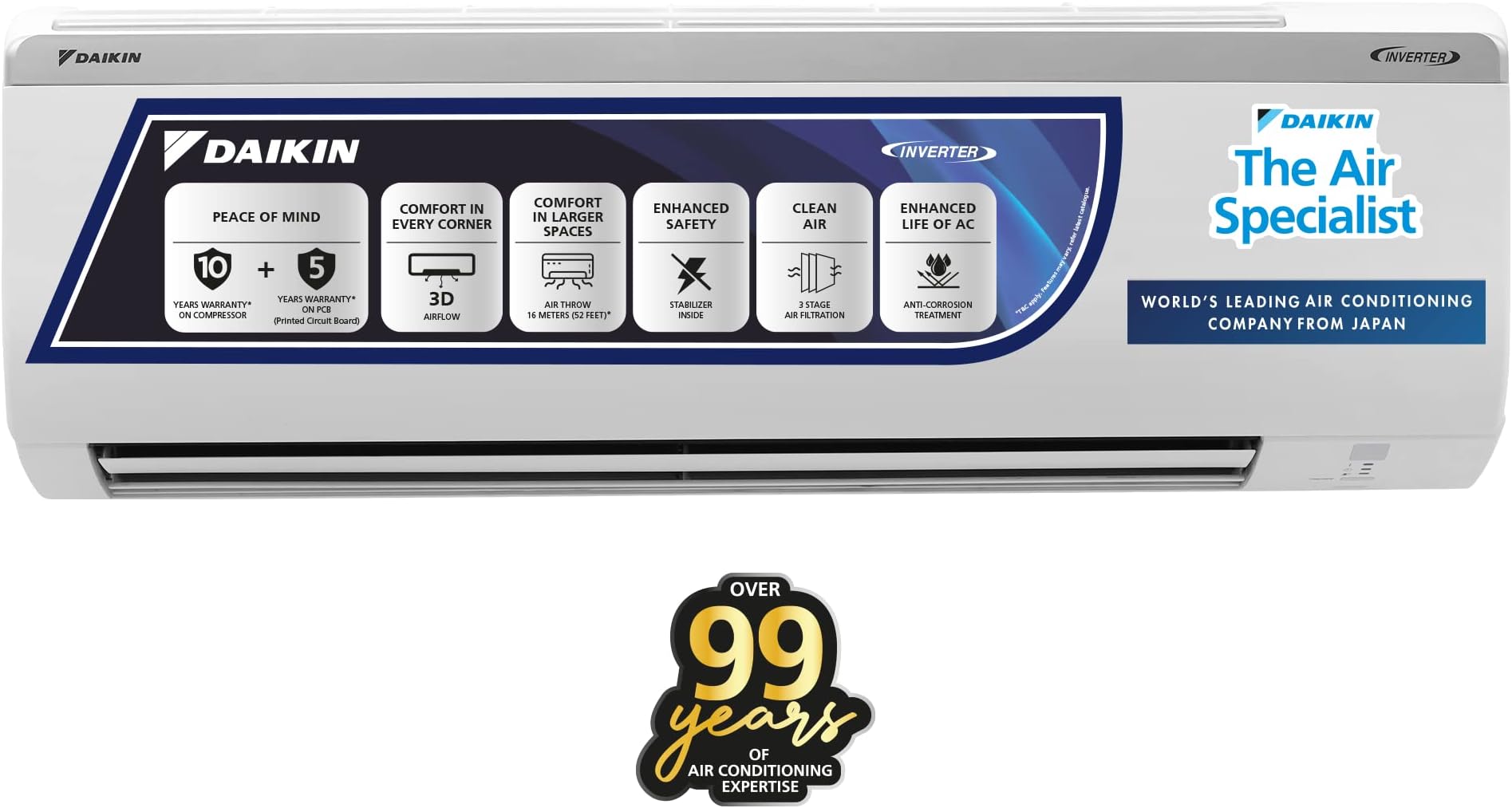 Daikin 1 Ton 5 Star Inverter Split AC (Copper, PM 2.5 Filter, 2022 Model, FTKF35U, White)