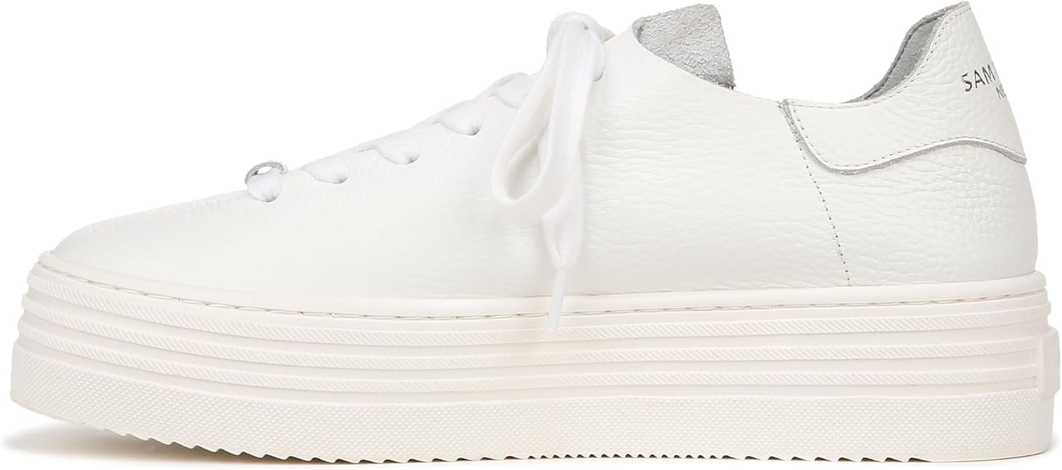 Sam Edelman Women's Pippy Sneaker, White Leather, 8.5
