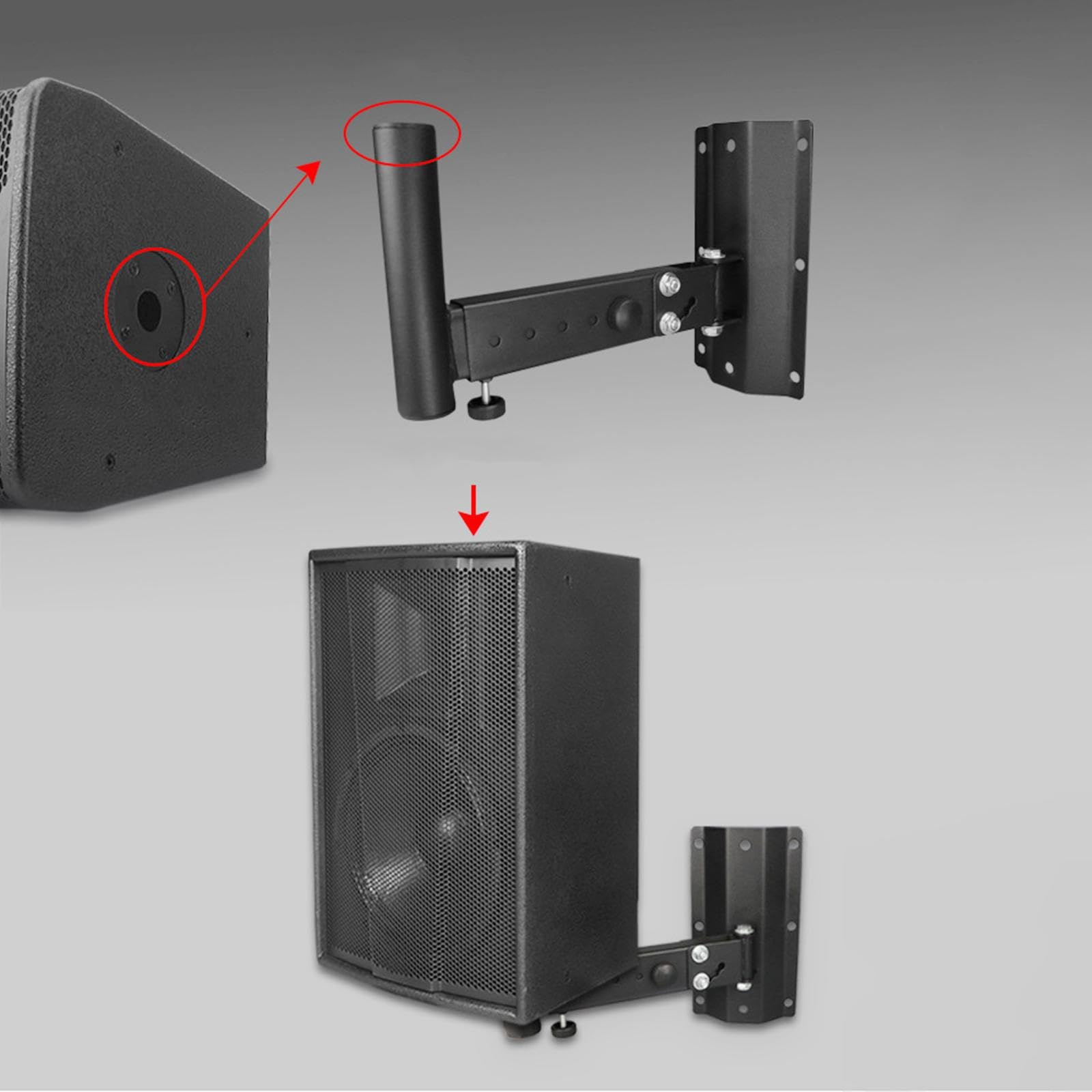 Soporte de Pared Ajustable para Altavoces, Soporte de Acero Duradero, Ahorra Espacio para Escuchar en Cualquier Lugar de la habitación, Accesorios