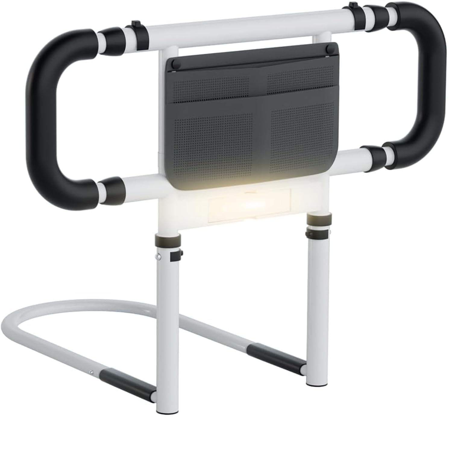 Photo 1 of LIUQIBAX Bed Rails for Elderly Adults Safety: Elderly Assistance Products with Adjustable Double Grips, Storage Pocket, Motion Sensor Light, Items for Elderly Bed Rail, Can Withstand 300lb(White)