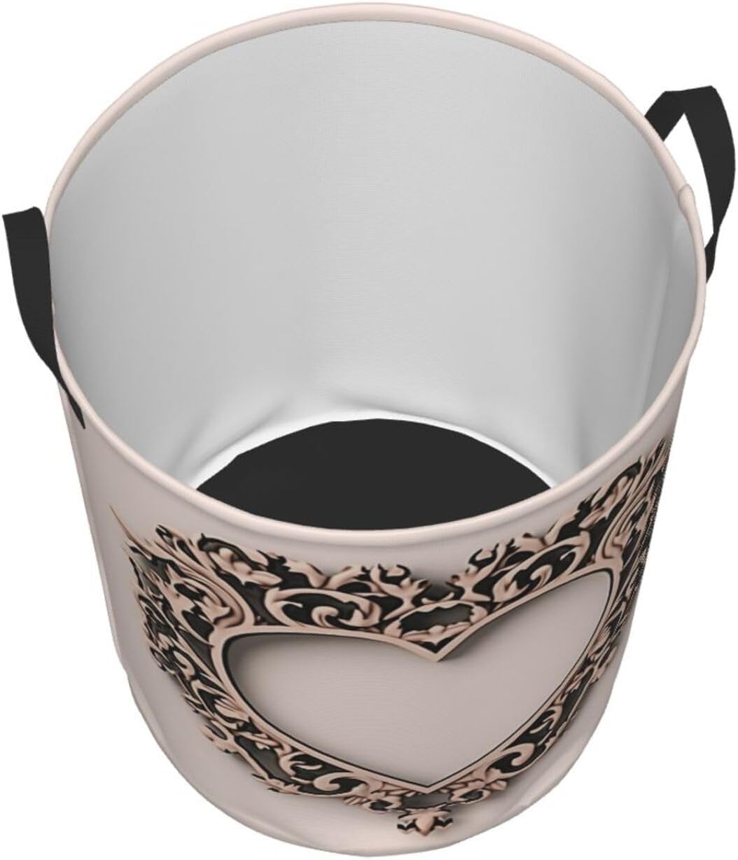 Laundry Basket Hamper Heart shaped frame Waterproof Dirty Clothes Hamper Collapsible Washing Bin Clothes Bag with Handles Freestanding Laundry Hamper for Bathroom Bedroom Dorm Travel