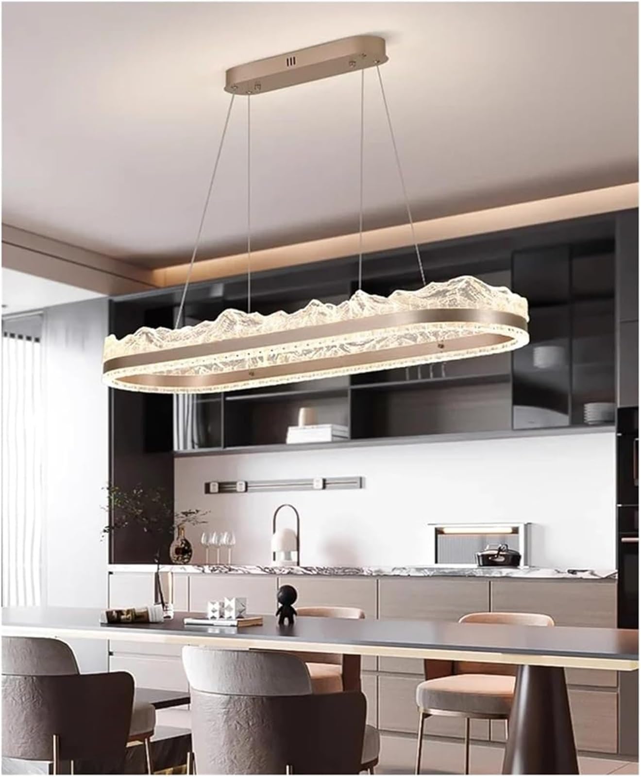 FZQSXAZU Pendant Light Ceiling Shade Crystal Lamp for Decoration Living Room Chandelier Dining Modern Indoor Spaces(RC Remote dimming Golden 100cm)