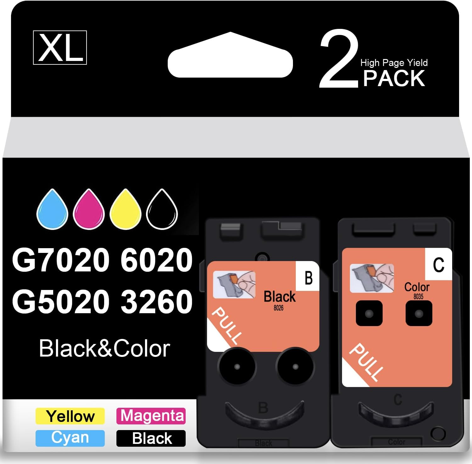 High Pages BH-20 CH-20 Print Head Remanufactured for G7020 G6020 G5020 G4270 G3260 G3262 G2260 1230 1220 Mega Tank Printer Replacement PrinterHead Ink cartridges Combo Packs