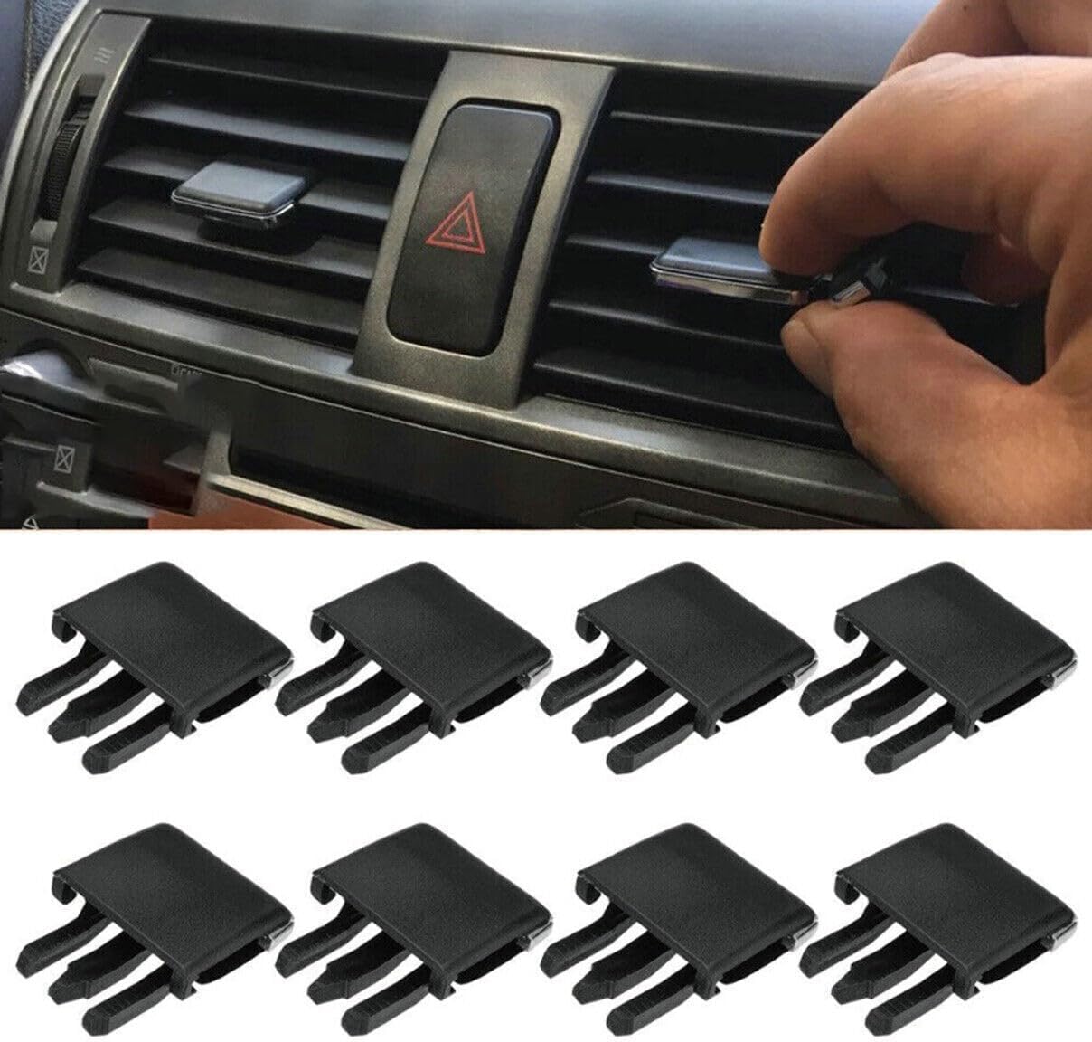 Front Center AC Vent Air Conditioning Vent Outlet Tab Clips Fit for Toyota Corolla 2008 2009 2010 2011 2012 2013 - Pack of 8 Black