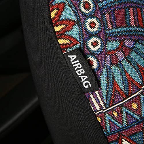 P&J Baja Blanket Car Seat Covers Magic Boho Designs Universal Size Fit For Most Cars Suvs Trucks Vans Woven Fabric Full Set Pack 9Pcs Blue Color #TOP4