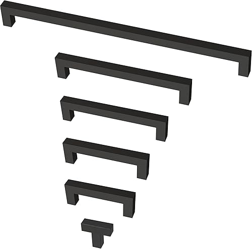 Miniatura 4 de Franklin Brass Simple Modern P46645K-FB-B - Paquete de 10 manijas cuadradas de gabinete de 3-34 pulgadas, color negro mate, manijas para armarios y