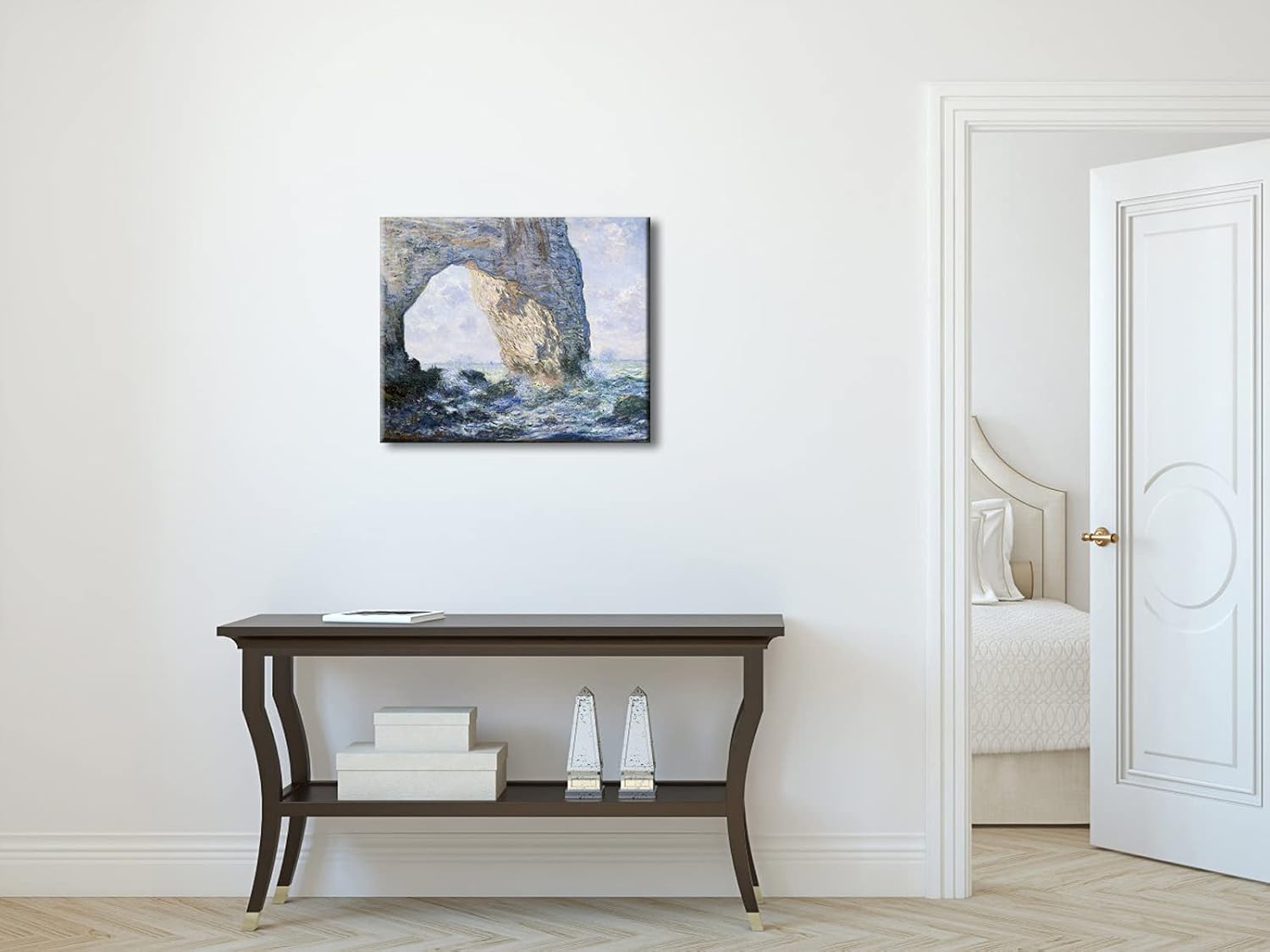 Wieco Art The Manneporte Canvas Prints Wall Art of Claude Monet Famous Oil Paintings Reproduction Large Classical Seascape Sea Beach Pictures Giclee Artwork for Living Room Kitchen Home Office