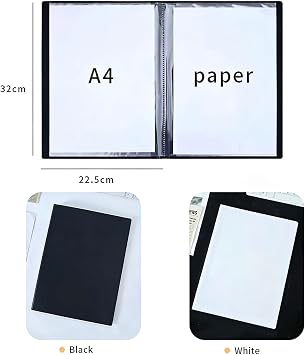 2pcs A4 Display Folder Book with Plastic Sleeves,Presentation Folder with 40 Pockets,File Organizer,Binder for Paperwork,Project,Certificate,Portfolio,Students(Black)