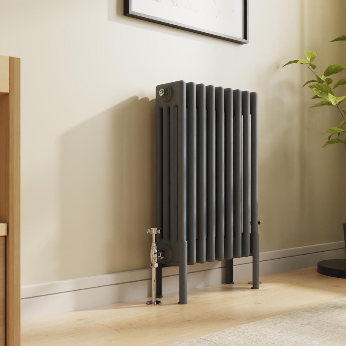 NRG Traditional 4 Column Horizontal Radiator 600x425mm Anthracite Central Heating Radiators