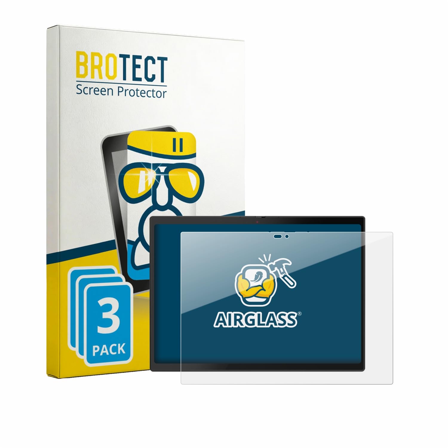BROTECT Protector Pantalla Cristal para Lenovo ThinkPad X13 Gen 1 Detachable Protector Vidrio (3 Unidades) - [Dureza 9H, Anti-Arañazos]