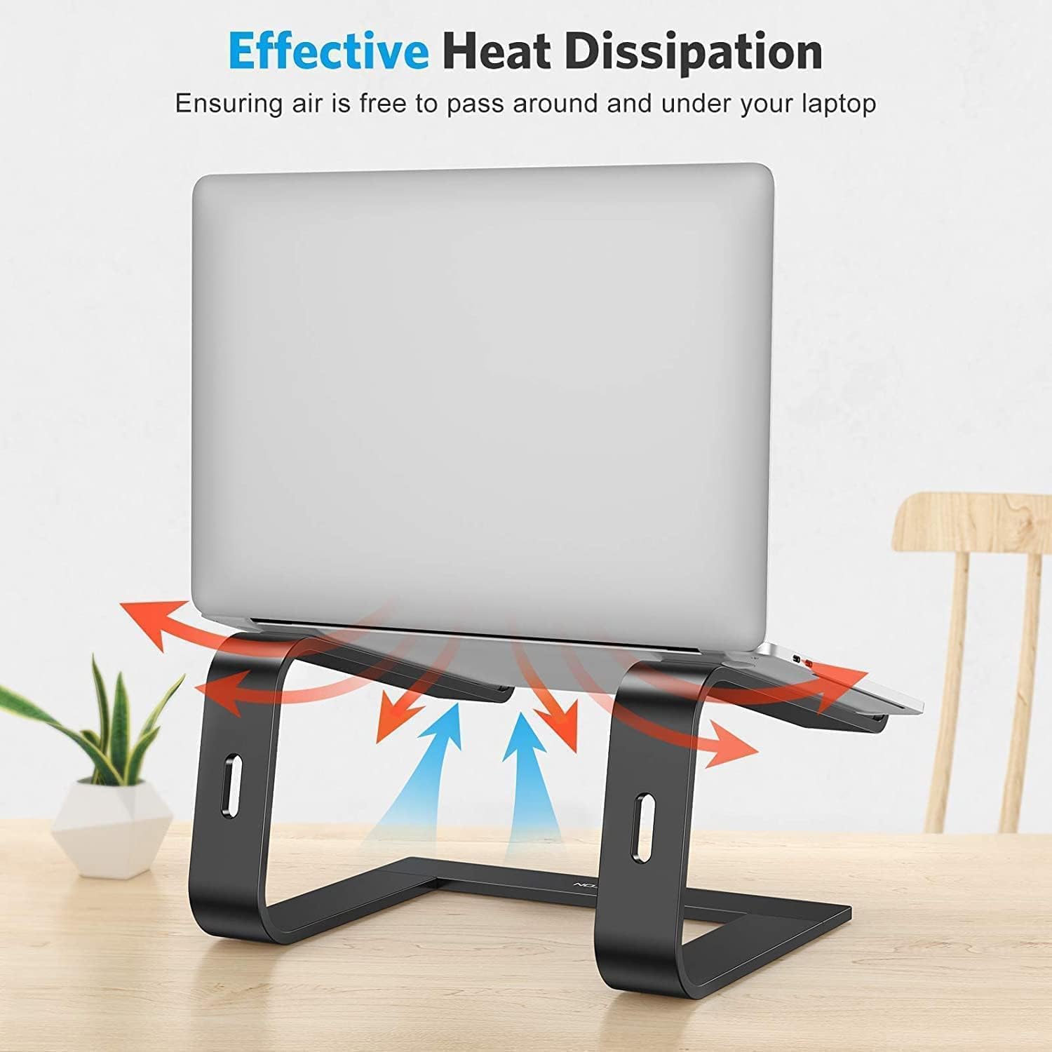 OMOTON Laptop Stand, Detachable Mount for MacBook Air/Pro Dell HP Black | 11-17" Laptop Holder for Desk, Notebook Computer Mount, Lightweight Cooling for Desk, Ergonomic Home Office